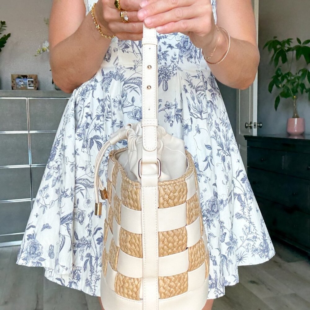 Natural Straw Patchwork Shoulder Bag | Summer Buc… - image 6